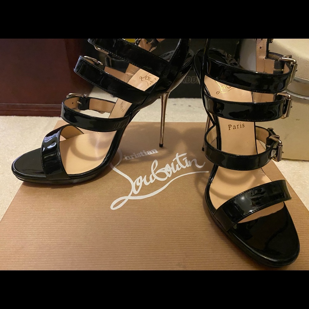 Christian Louboutin patent leather/metal heel
